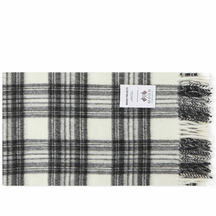 Photo: Norse Projects Men's Moon Checked Lambswool Scarf in Magnet Grey