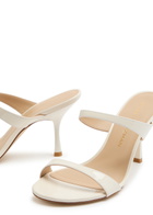 Stuart Weitzman Nudist 85 Patent Leather Mules Tan