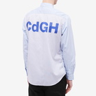 Comme des Garçons Homme Men's Back Logo Stripe Panel Shirt in Sax Mix