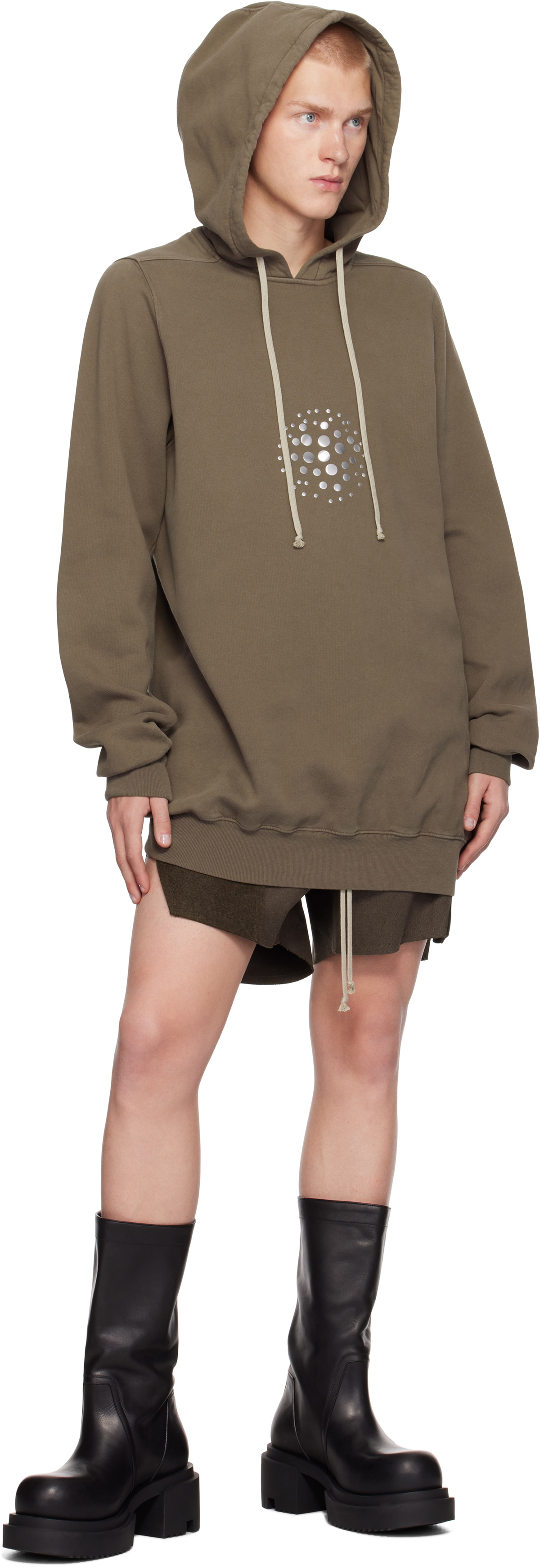 【関税込み】Rick Owens グレー Porterville Orb Studs フーディ Rick Owens Gray Porterville Orb Studs Hoodie Rick Owens
