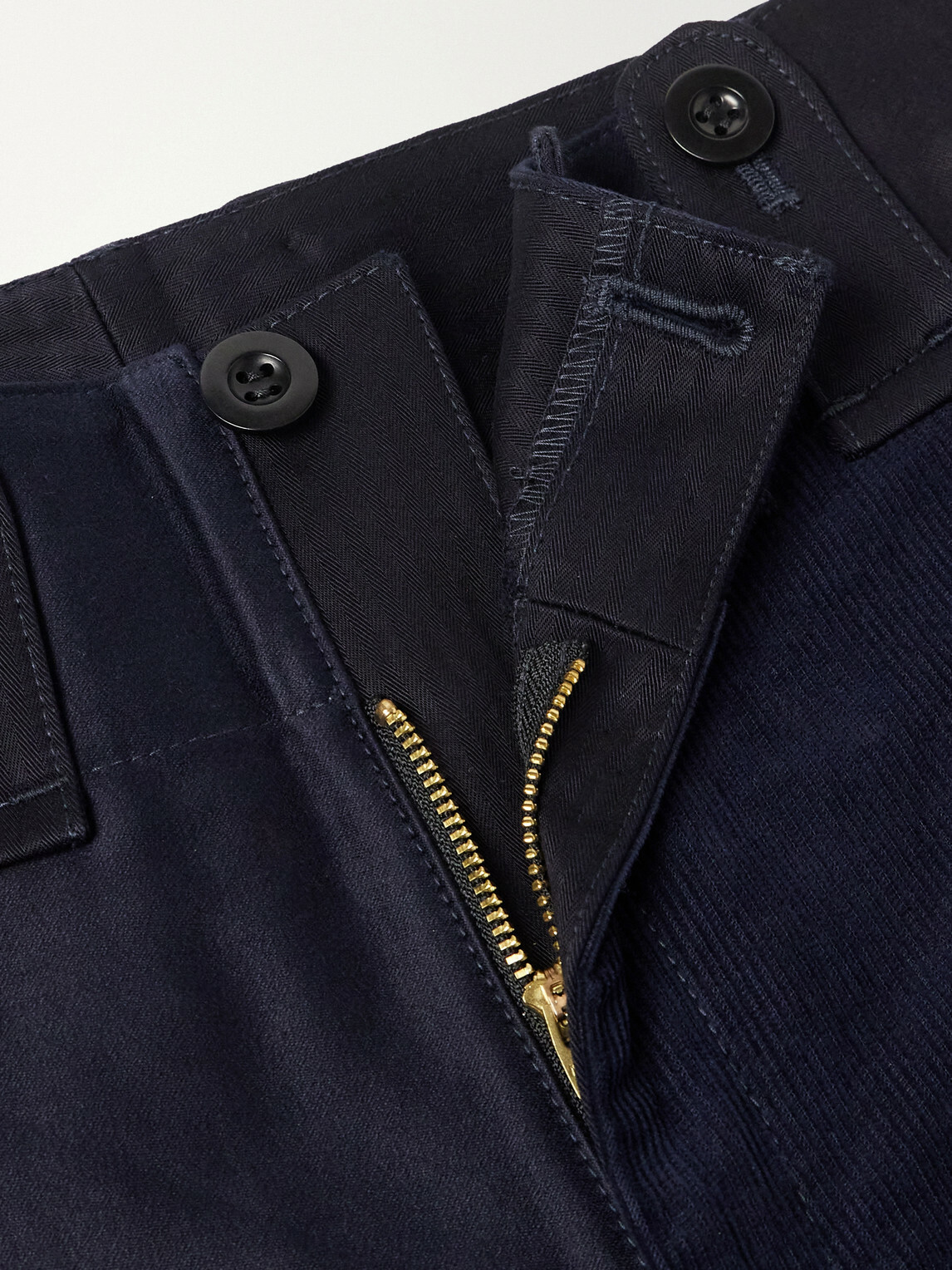 Junya Watanabe - Patchwork Straight-Leg Paneled Cotton-Twill Trousers - Blue