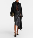 Loewe Asymmetric draped leather midi skirt