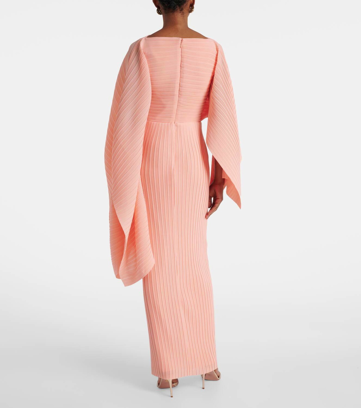 Solace London Adami plissé caped maxi dress