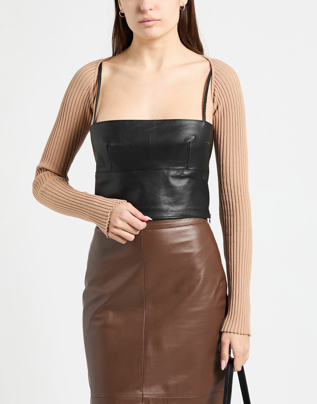 Andreādamo Womens Shrug Light brown