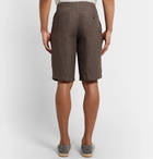 Ermenegildo Zegna - Mélange Linen Bermuda Shorts - Brown