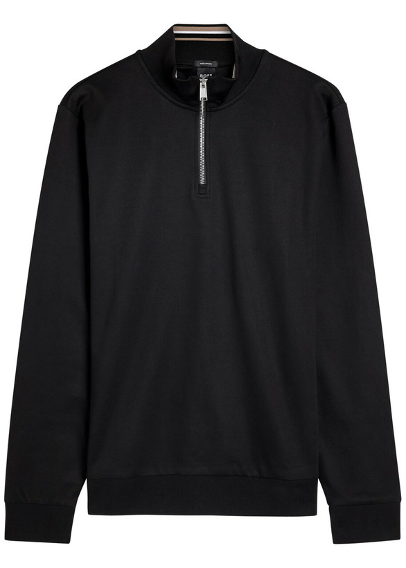 Photo: Boss Stimmann Half-zip Cotton-blend Sweatshirt Black
