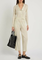 Pleats Please Issey Miyake Pleated Woven Cardigan Ivory
