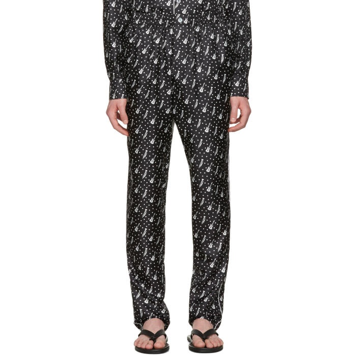 Photo: Dolce and Gabbana Black Silk Music Pajama Trousers
