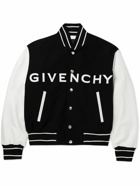 Givenchy - Logo-Appliquéd Wool-Blend and Leather Bomber Jacket - Black