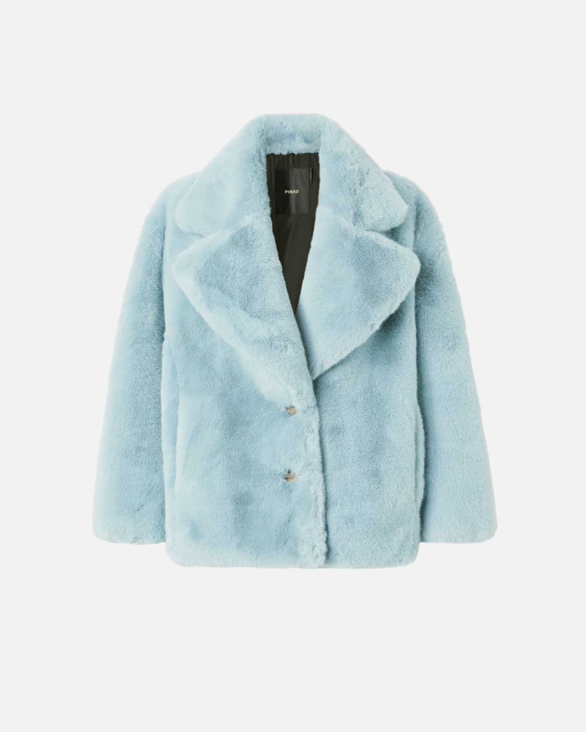 Pinko Short Faux Fur Pea Coat Midnight Blue