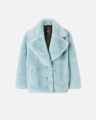 Pinko Short Faux Fur Pea Coat Midnight Blue