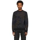 ermenegildo zegna couture Black and Blue Silk Graphic Sweater