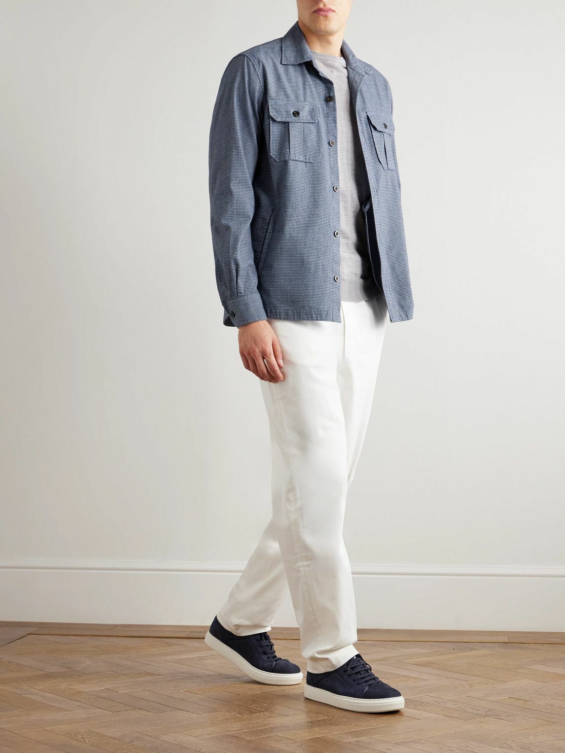 Boglioli - David Checked Cotton-Blend Overshirt - Blue
