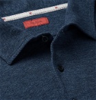 Isaia - Slim-Fit Mélange Cotton-Piqué Polo Shirt - Blue