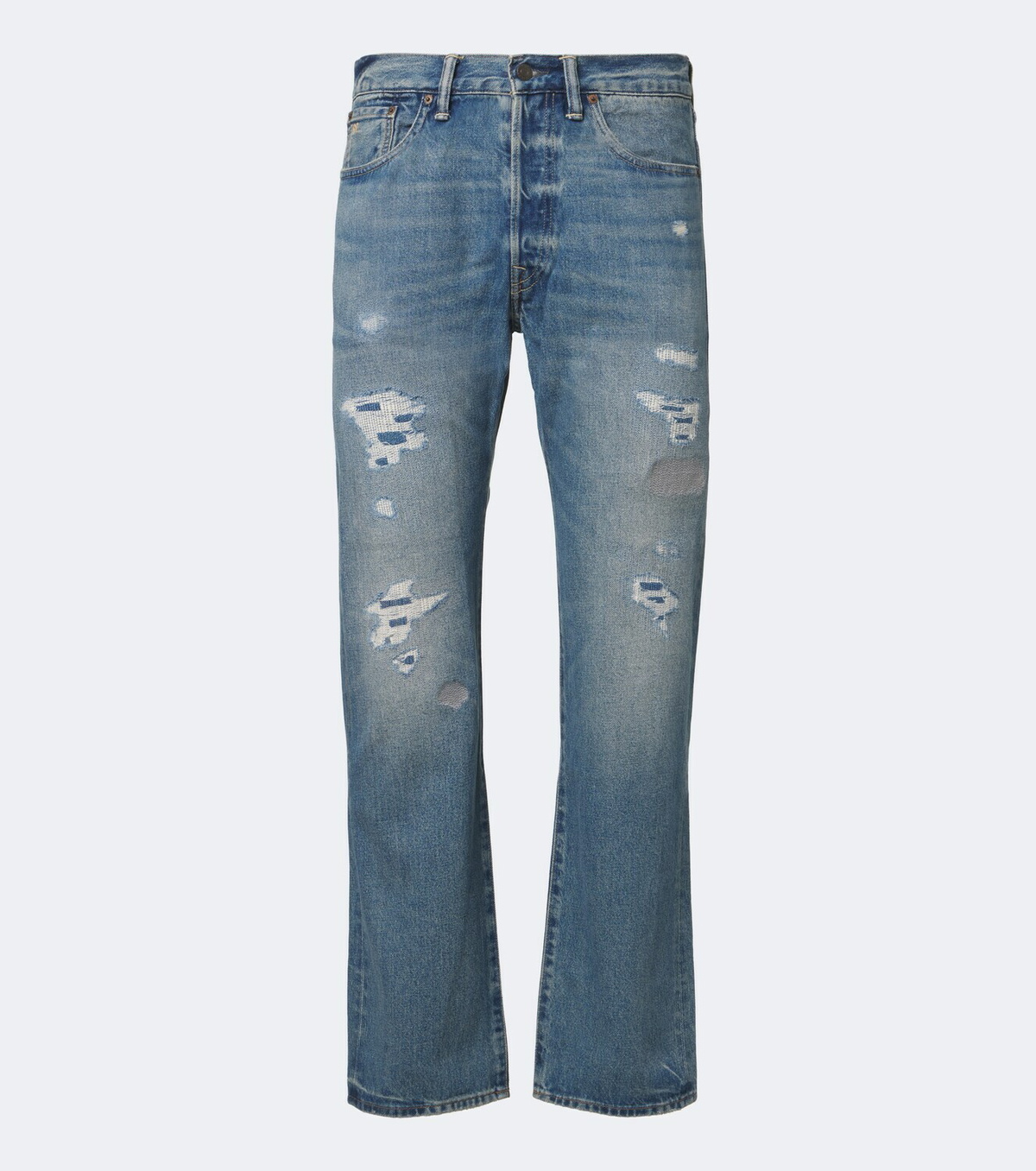 RRL Distressed straight jeans