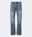 RRL Distressed straight jeans
