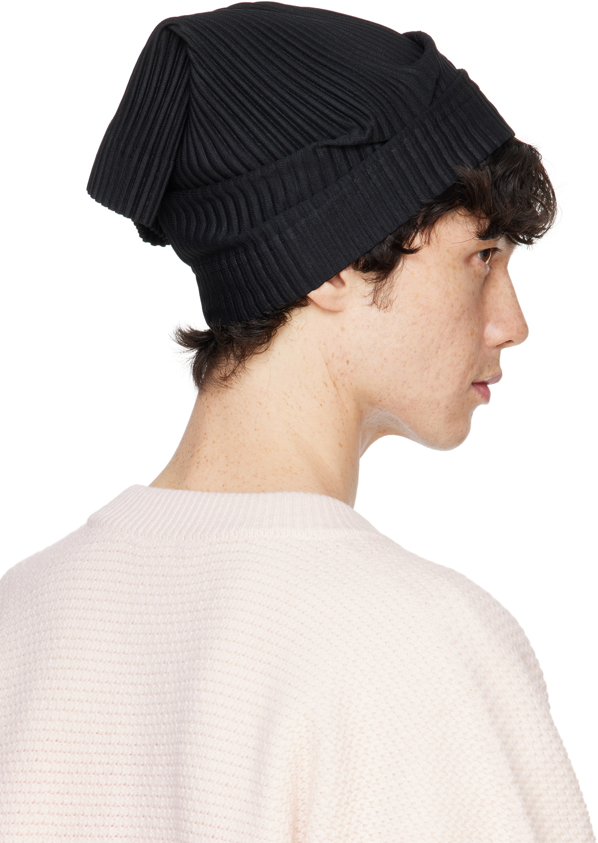 HOMME PLISSÉ ISSEY MIYAKE Black Pleats Tube Beanie Homme HOMME PLISSÉ ISSEY MIYAKE Black Pleats Tube Beanie Homme
