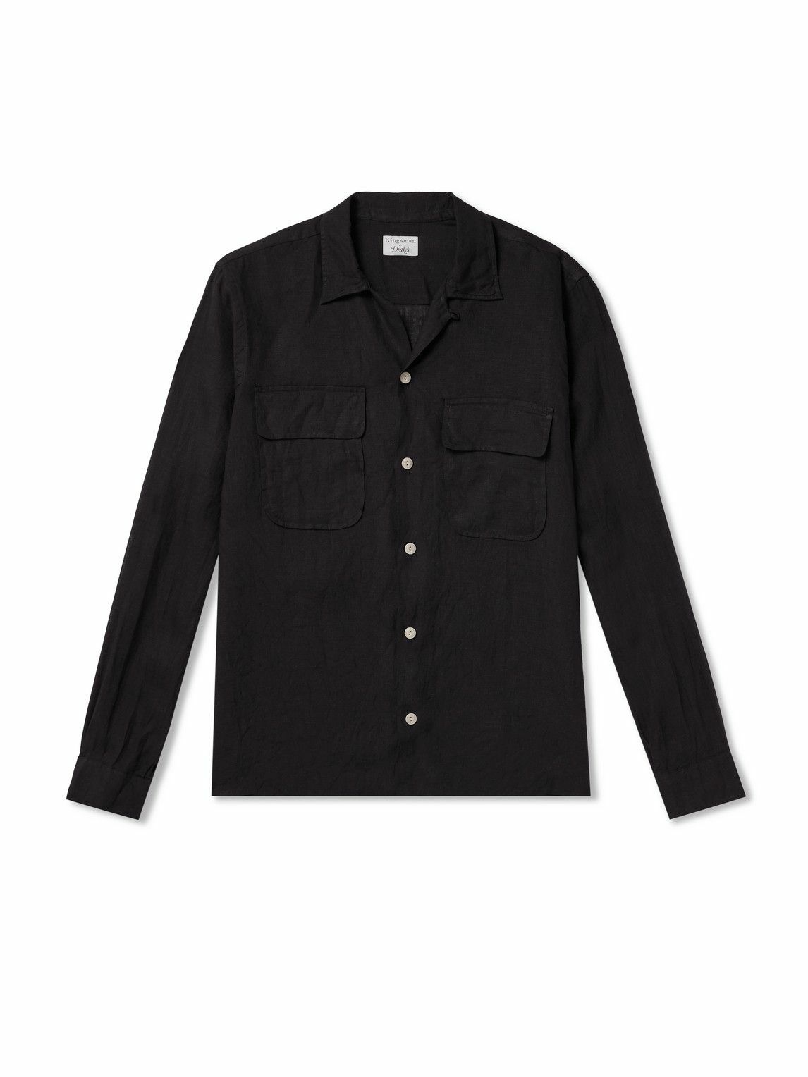 Kingsman - Drake's Convertible-Collar Linen Shirt - Black