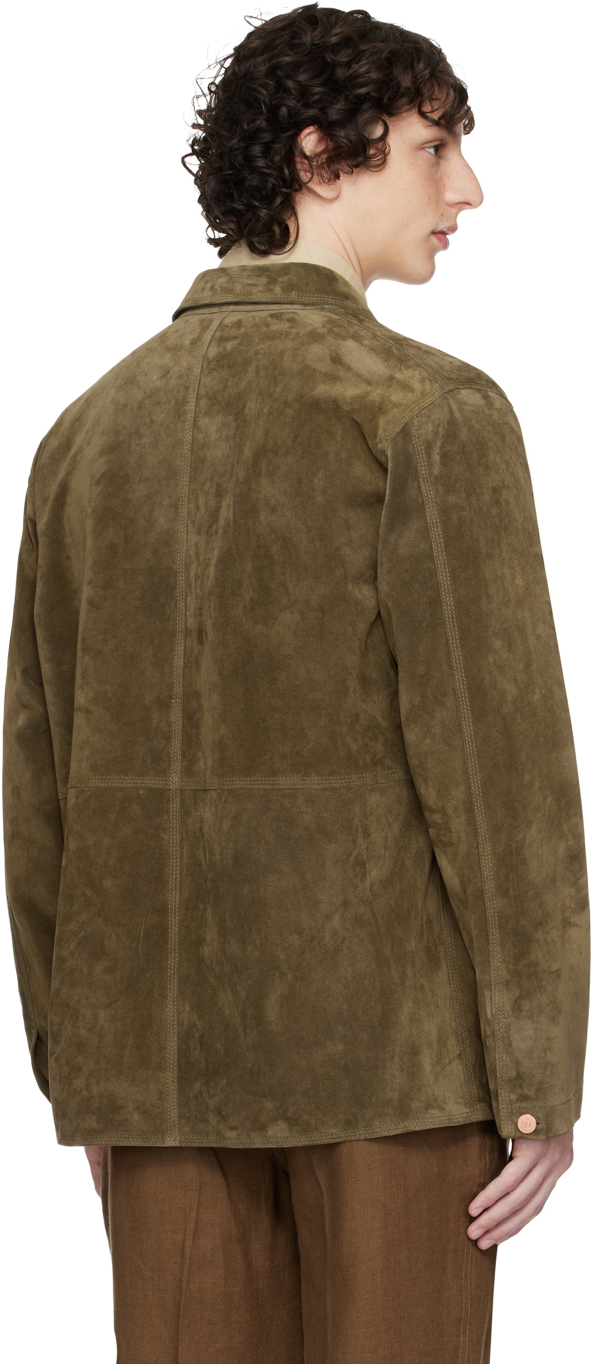 Drake's Khaki Welder Chore Suede Jacket Drake's