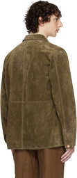 Drake's Khaki Welder Chore Suede Jacket