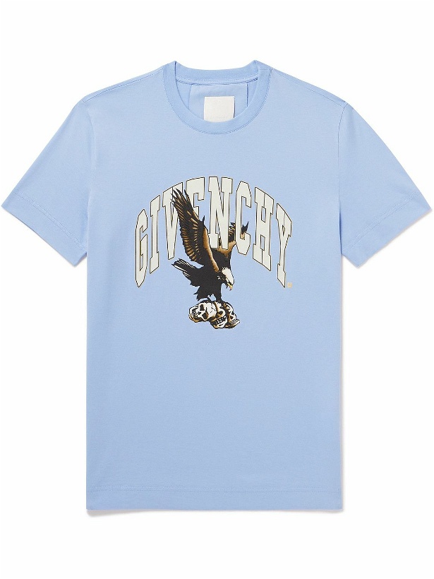 Photo: Givenchy - Eagle Logo-Print Cotton-Jersey T-Shirt - Blue