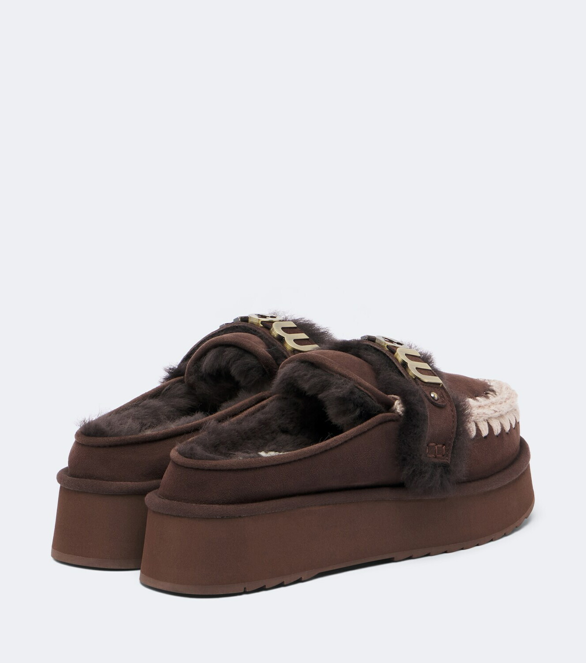 Mou Shearling-lined suede platform mules