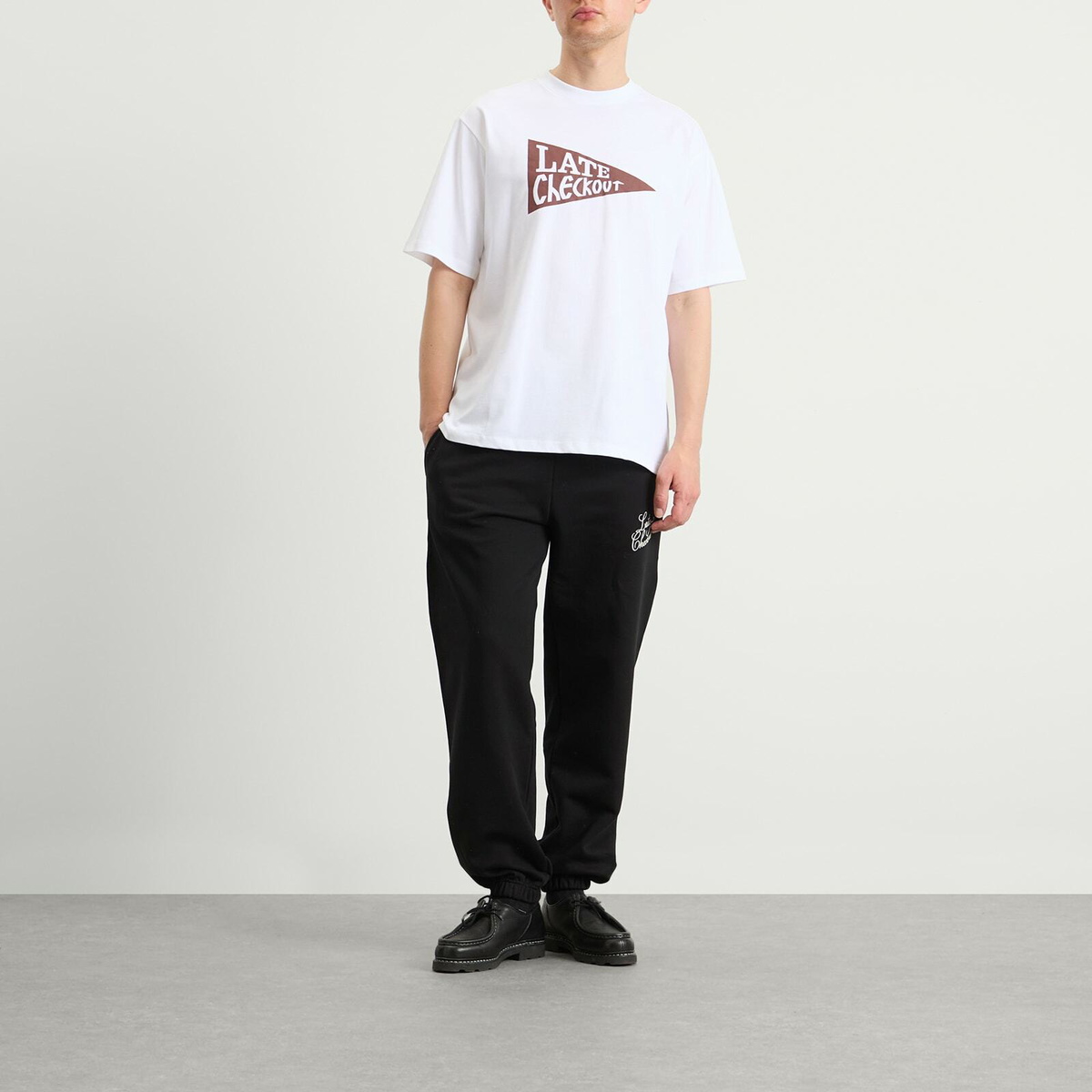 Late Checkout Men's Burgundy Flag T-Shirt in White