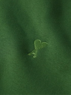 AMI PARIS - Logo-Embroidered Cotton-Blend Jersey Hoodie - Green