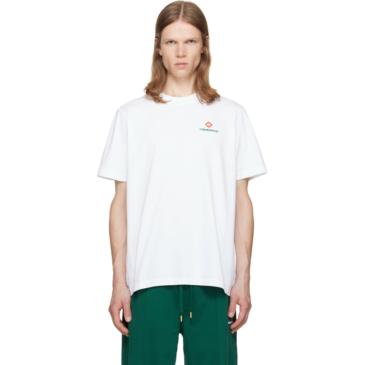 Casablanca White Sport Type Oversized Short Sleeve T‑shirt
