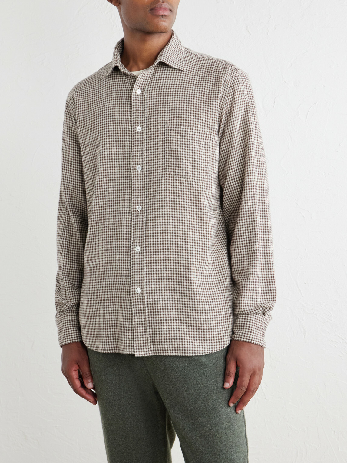 Hartford - Paul Striped Cotton-Gabardine Shirt - Brown