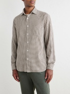 Hartford - Paul Striped Cotton-Gabardine Shirt - Brown