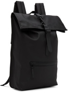 RAINS Black Rolltop Rucksack Backpack