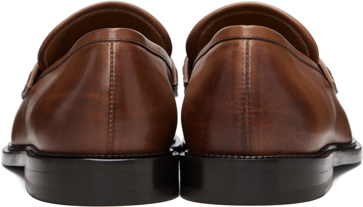 Versace Black 'V' Leather Loafers