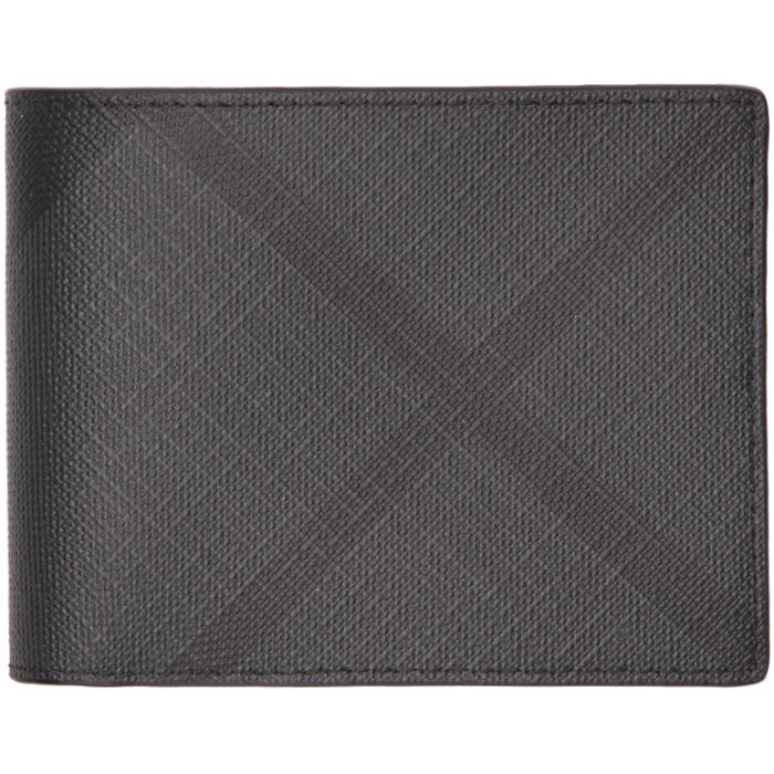 Photo: Burberry Grey and Black London Check Hipfold Wallet 