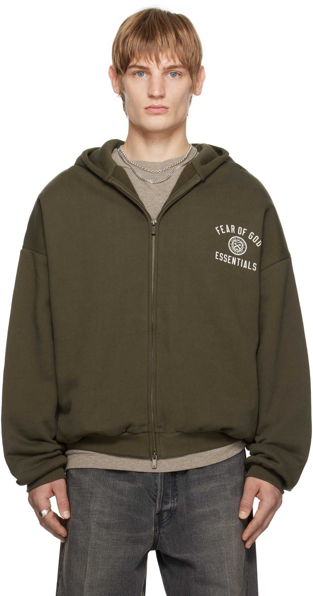 【F.O.G ESSENTIALS】2色展開 HEAVY FLEECE FULLZIP HOODIE Fear of God ESSENTIALS Brown Heavy Fleece Fullzip Hoodie