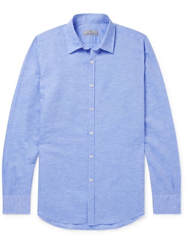 Photo: Canali - Linen and Cotton-Blend Shirt - Blue