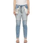 Unravel Blue Distressed Reversed Boyfriend Fit Jeans