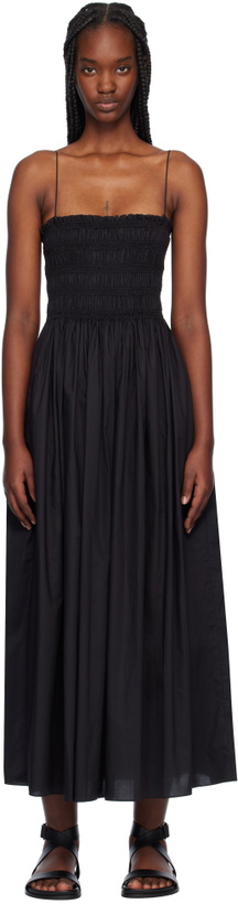Photo: Matteau Black Shirred Bodice Midi Dress