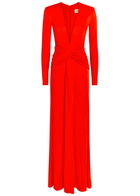 The New Arrivals Ilkyaz Ozel Azure Ruched Stretch-jersey Gown Red