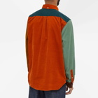 Beams Plus Men's Button Corduroy Panel Shirt in Orange