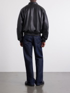 424 - Leather Bomber Jacket - Black