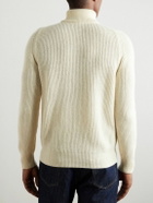 De Petrillo - Slim-Fit Ribbed Merino Wool and Cashmere-Blend Rollneck Sweater - Neutrals