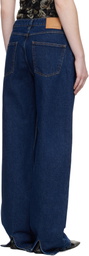 Magda Butrym Navy Loose-Leg Faded Jeans