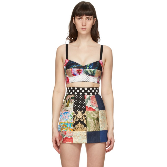 Photo: Dolce and Gabbana Multicolor Patchwork Bustier Tank Top