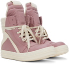 Rick Owens Pink & Off-White Geobasket Sneakers