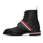 Thom Browne Black Strap Wingtip Boots