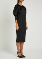 Pleats Please Issey Miyake Pleated Woven Midi Dress Black