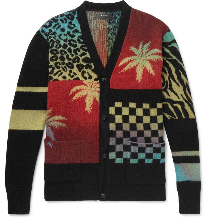 Photo: AMIRI - Oversized Patchwork Intarsia Cashmere and Virgin Wool-Blend Cardigan - Multi