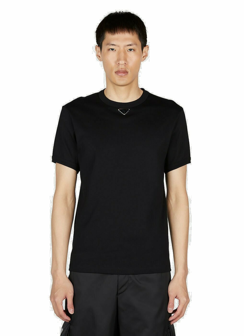 Photo: Prada Logo Plaque T-Shirt male Black