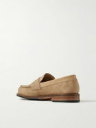 Grenson - Epsom Leather-Trimmed Suede Penny Loafers - Neutrals